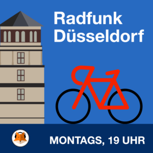 Fahrrad vor dem Schlossturm Düsseldorf (Grafik)